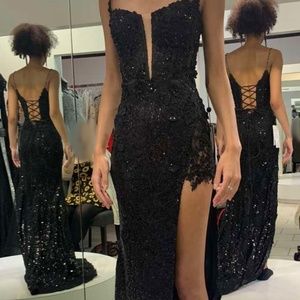 Sherri Hill 54838 black 00 long fitted dress